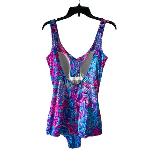 Maxine of Hollywood Vintage One Piece Swimsuit 80s Floral Pinup Retro - Picture 3 of 9